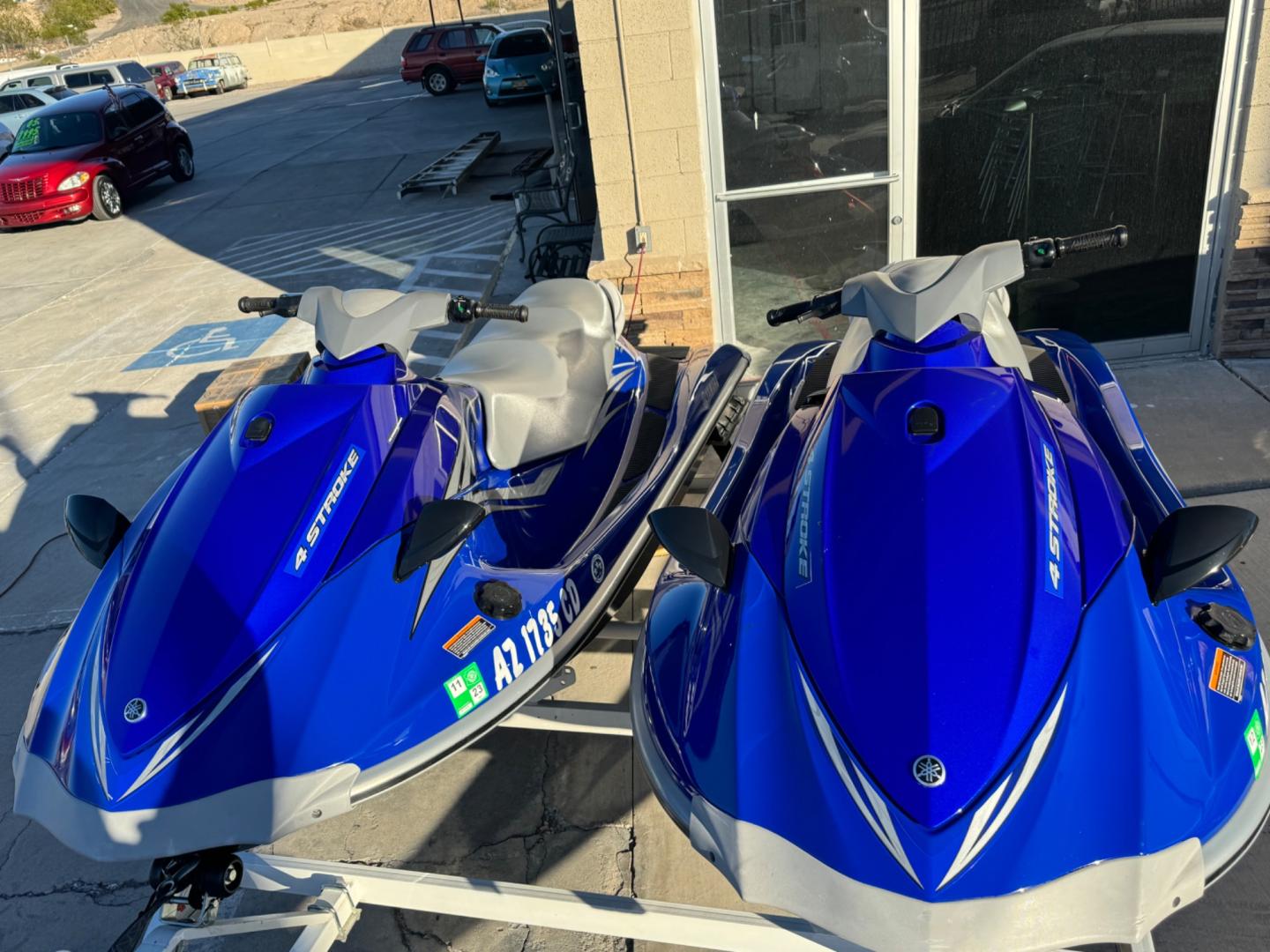 2008 Blue Yamaha VX Deluxe , located at 2190 Hwy 95, Bullhead City, AZ, 86442, (928) 704-0060, 0.000000, 0.000000 - 2008 (2) Yamaha VX deluxe jet skis with trailer. 71 hours and 83 hours. Both recently serviced. new batteries. have covers for both. 4 stroke engines. Runs great. always garaged. Super clean needs nothing. - Photo#1